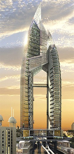 дизайн ключевого небоскреба на острове Palm Jumeirah